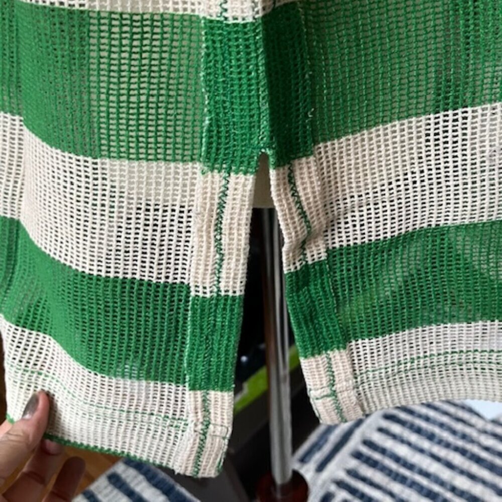 WE THE FREE Del Mar Cabana Button Down Cover Up Shirt Striped Green White Small - Picture 13 of 16